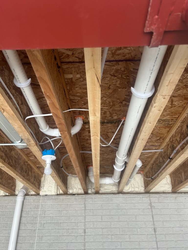 Under floor plumbing rough-in
